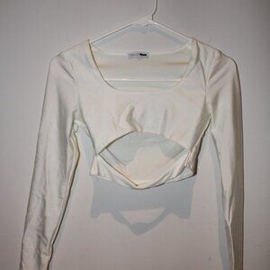 White Cropped Cut Out Long Sleeve